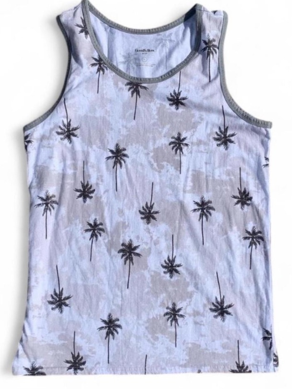 Grayscale Retro Coastal Palm Tree Tank Top